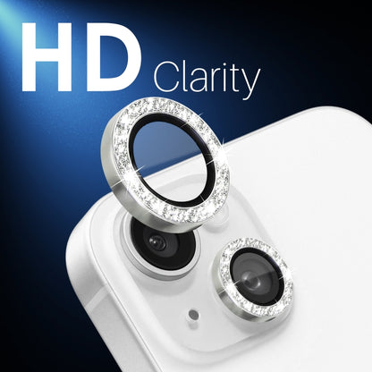 For iPhone 15 / 15 Plus / 14 / 14 Plus NORTHJO 3 Set 6pcs Camera Lens Protector Glitter Metal Ring Film(Silver) - iPhone 15 Tempered Glass by NORTHJO | Online Shopping UK | buy2fix
