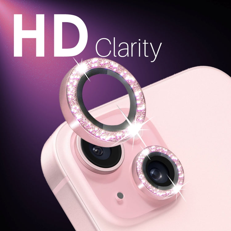 For iPhone 15 / 15 Plus / 14 / 14 Plus NORTHJO 3 Set 6pcs Camera Lens Protector Glitter Metal Ring Film(Pink) - iPhone 15 Tempered Glass by NORTHJO | Online Shopping UK | buy2fix
