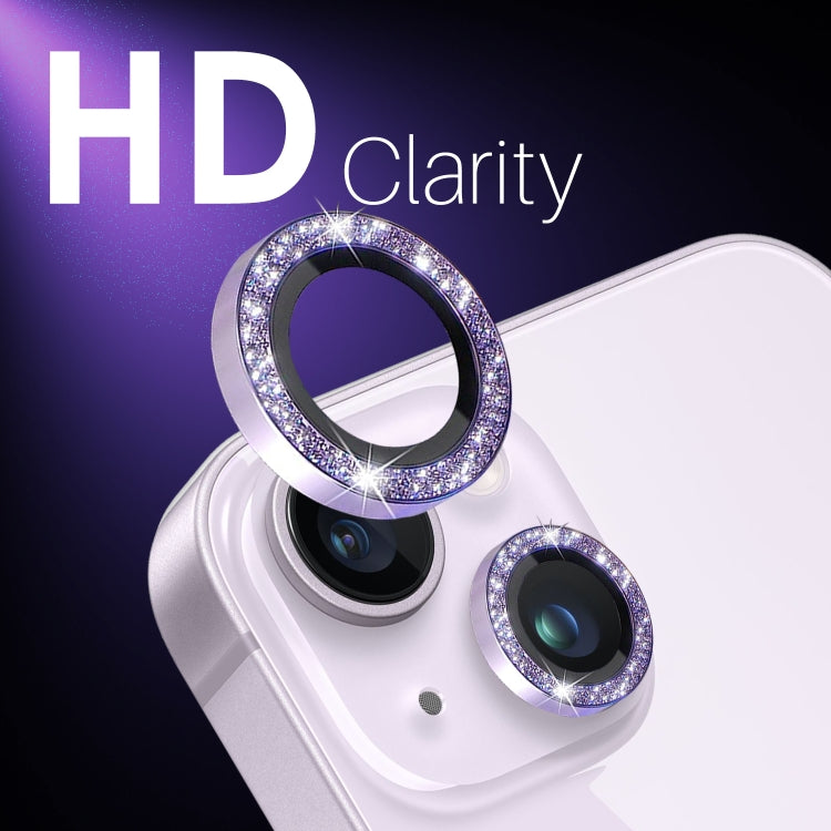 For iPhone 15 / 15 Plus / 14 / 14 Plus NORTHJO 3 Set 6pcs Camera Lens Protector Glitter Metal Ring Film(Purple) - iPhone 15 Tempered Glass by NORTHJO | Online Shopping UK | buy2fix
