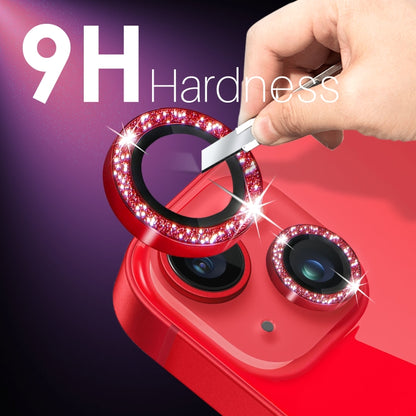 For iPhone 15 / 15 Plus / 14 / 14 Plus NORTHJO 3 Set 6pcs Camera Lens Protector Glitter Metal Ring Film(Red) - iPhone 15 Tempered Glass by NORTHJO | Online Shopping UK | buy2fix