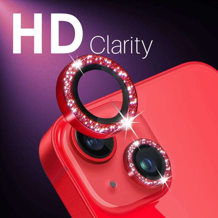 For iPhone 15 / 15 Plus / 14 / 14 Plus NORTHJO 3 Set 6pcs Camera Lens Protector Glitter Metal Ring Film(Red) - iPhone 15 Tempered Glass by NORTHJO | Online Shopping UK | buy2fix