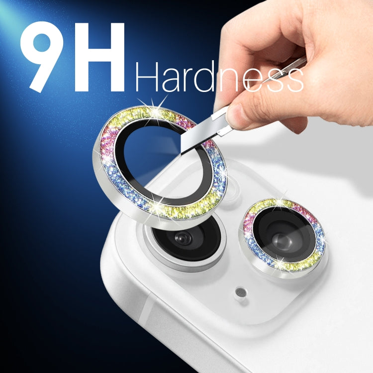 For iPhone 15 / 15 Plus / 14 / 14 Plus NORTHJO 3 Set 6pcs Camera Lens Protector Glitter Metal Ring Film(Colorful) - iPhone 15 Tempered Glass by NORTHJO | Online Shopping UK | buy2fix