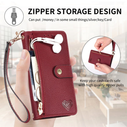 For Samsung Galaxy S25+ 5G Love Zipper Lanyard Leather Phone Case(Red) by buy2fix
