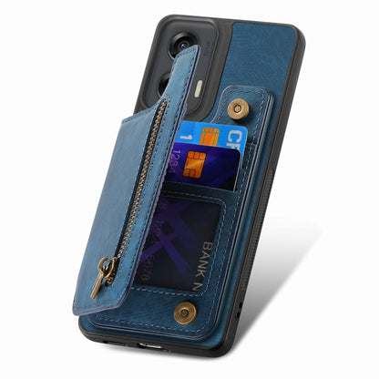 For Motorola G Stylus 5G 2024 Retro Leather Zipper Wallet Back Phone Case(Blue) by buy2fix