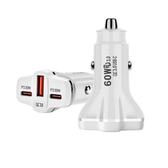 78W PD30W x 2 + QC3.0 USB Multi Port Car Charger(White)