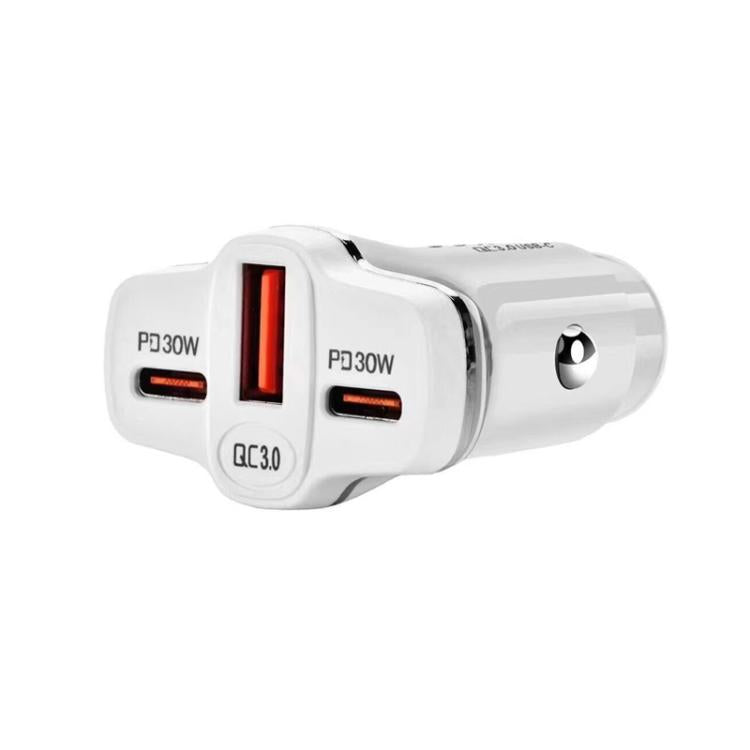 78W PD30W x 2 + QC3.0 USB Multi Port Car Charger(White) - Car Charger by buy2fix | Online Shopping UK | buy2fix