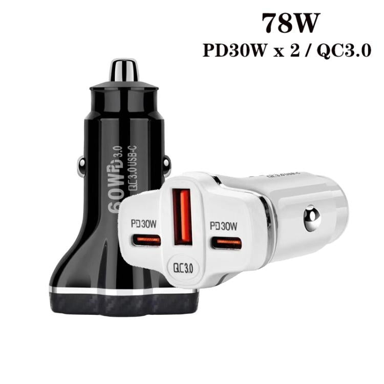 78W PD30W x 2 + QC3.0 USB Multi Port Car Charger(Black) - Car Charger by buy2fix | Online Shopping UK | buy2fix