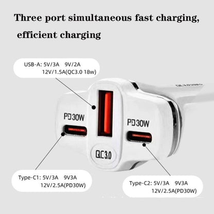 78W PD30W x 2 + QC3.0 USB Multi Port Car Charger(White) - Car Charger by buy2fix | Online Shopping UK | buy2fix
