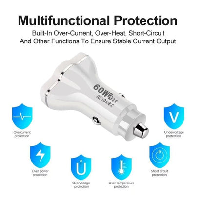 78W PD30W x 2 + QC3.0 USB Multi Port Car Charger(Black) - Car Charger by buy2fix | Online Shopping UK | buy2fix