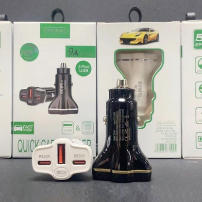 78W PD30W x 2 + QC3.0 USB Multi Port Car Charger(White) - Car Charger by buy2fix | Online Shopping UK | buy2fix