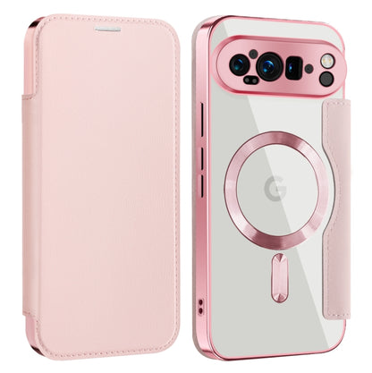 For Google Pixel 9 Pro XL Shield MagSafe RFID Anti-theft Leather Phone Case(Pink) - Google Cases by buy2fix | Online Shopping UK | buy2fix