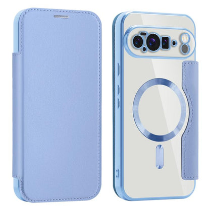 For Google Pixel 10 Pro XL Shield MagSafe RFID Anti-theft Leather Phone Case(Blue) - Google Cases by buy2fix | Online Shopping UK | buy2fix