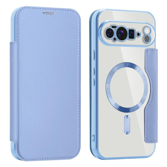 For Google Pixel 10 Pro XL Shield MagSafe RFID Anti-theft Leather Phone Case(Blue)