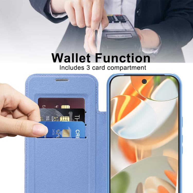 For Google Pixel 10 Pro XL Shield MagSafe RFID Anti-theft Leather Phone Case(Blue) - Google Cases by buy2fix | Online Shopping UK | buy2fix