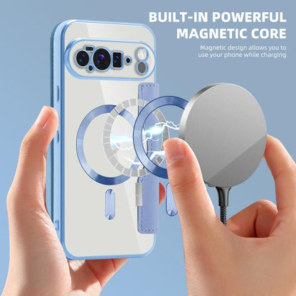 For Google Pixel 10 Pro XL Shield MagSafe RFID Anti-theft Leather Phone Case(Blue) - Google Cases by buy2fix | Online Shopping UK | buy2fix