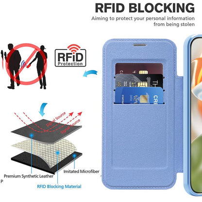 For Google Pixel 10 Pro XL Shield MagSafe RFID Anti-theft Leather Phone Case(Blue) - Google Cases by buy2fix | Online Shopping UK | buy2fix