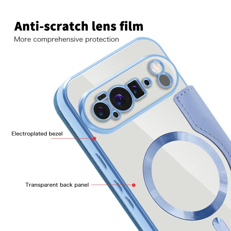 For Google Pixel 10 Pro XL Shield MagSafe RFID Anti-theft Leather Phone Case(Blue) - Google Cases by buy2fix | Online Shopping UK | buy2fix