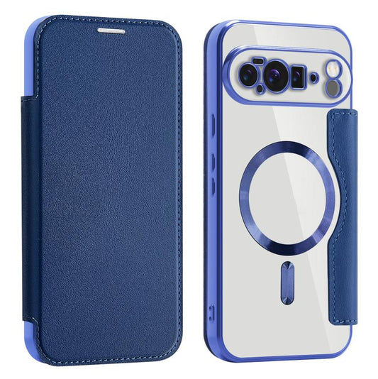 For Google Pixel 10 Pro XL Shield MagSafe RFID Anti-theft Leather Phone Case(Dark Blue) - Google Cases by buy2fix | Online Shopping UK | buy2fix