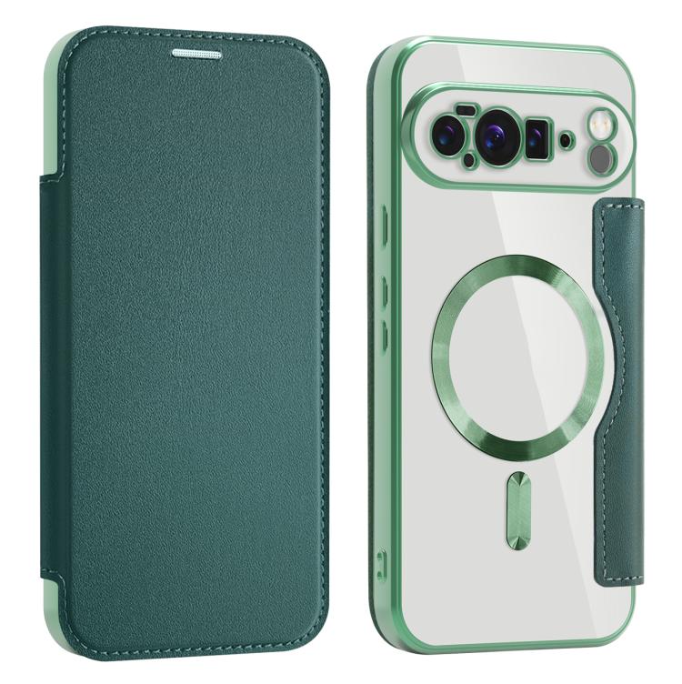 For Google Pixel 10 Pro XL Shield MagSafe RFID Anti-theft Leather Phone Case(Green) - Google Cases by buy2fix | Online Shopping UK | buy2fix