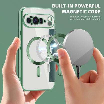 For Google Pixel 10 Pro XL Shield MagSafe RFID Anti-theft Leather Phone Case(Green) - Google Cases by buy2fix | Online Shopping UK | buy2fix