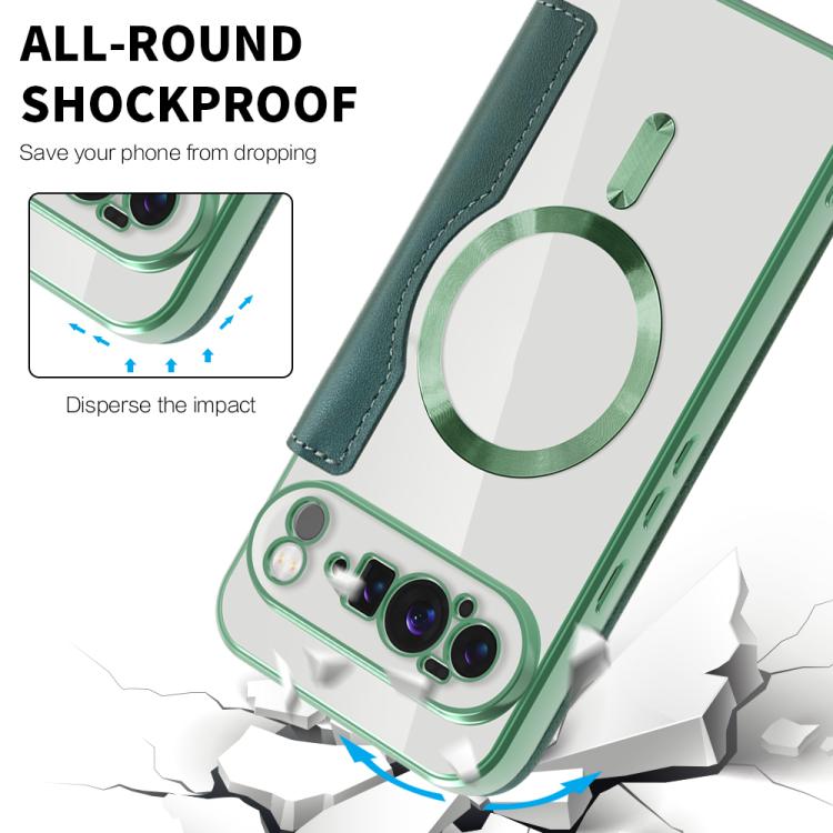 For Google Pixel 10 Pro XL Shield MagSafe RFID Anti-theft Leather Phone Case(Green) - Google Cases by buy2fix | Online Shopping UK | buy2fix