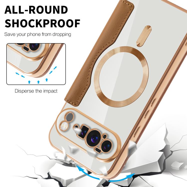 For Google Pixel 10 Pro XL Shield MagSafe RFID Anti-theft Leather Phone Case(Brown) - Google Cases by buy2fix | Online Shopping UK | buy2fix