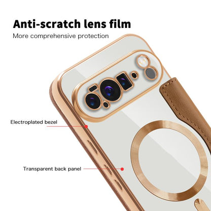 For Google Pixel 10 Pro XL Shield MagSafe RFID Anti-theft Leather Phone Case(Brown) - Google Cases by buy2fix | Online Shopping UK | buy2fix