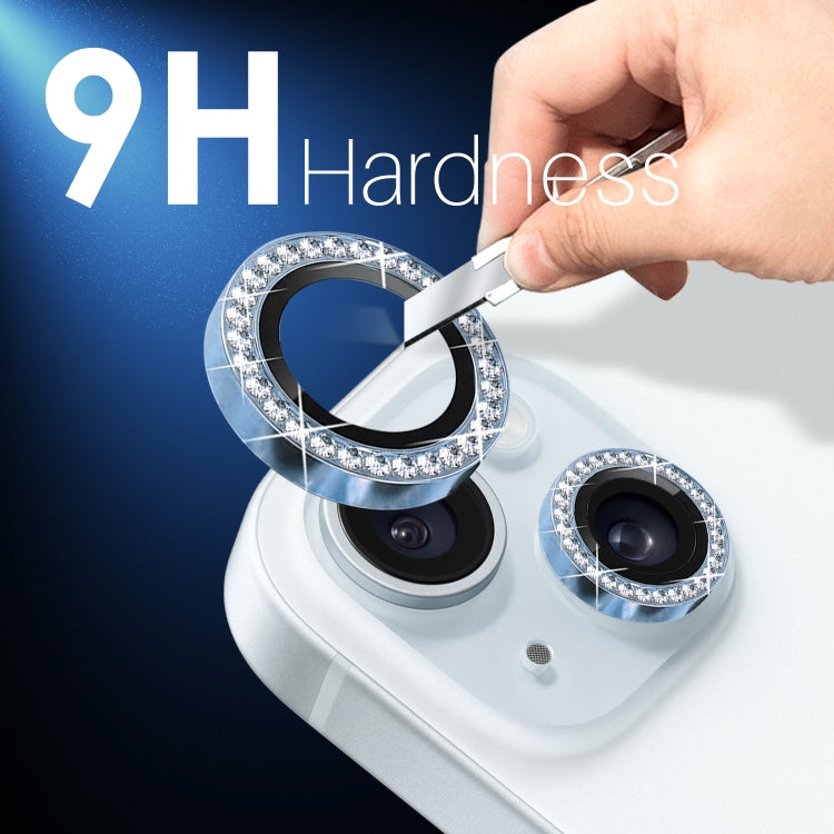 For iPhone 15 / 15 Plus / 14 / 14 Plus NORTHJO 3 Set 6Pcs Camera Lens Protector Diamond Metal Ring Film(Blue) - iPhone 15 Tempered Glass by NORTHJO | Online Shopping UK | buy2fix