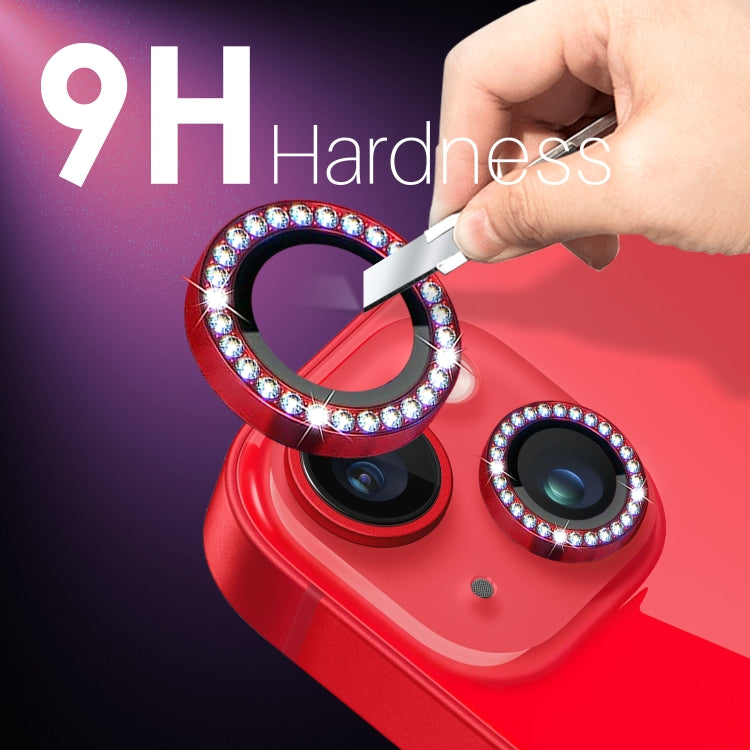 For iPhone 15 / 15 Plus / 14 / 14 Plus NORTHJO 3 Set 6Pcs Camera Lens Protector Diamond Metal Ring Film(Red) - iPhone 15 Tempered Glass by NORTHJO | Online Shopping UK | buy2fix