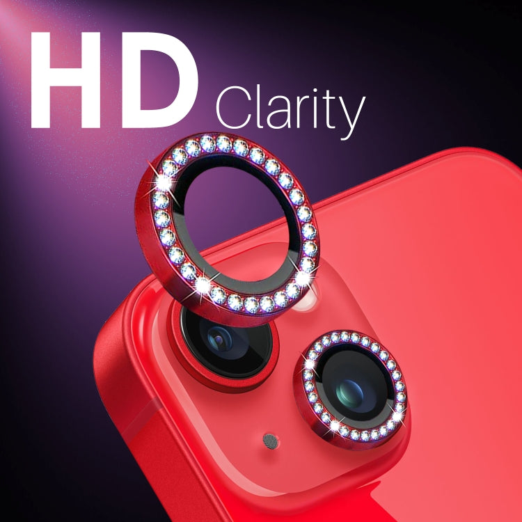 For iPhone 15 / 15 Plus / 14 / 14 Plus NORTHJO 3 Set 6Pcs Camera Lens Protector Diamond Metal Ring Film(Red) - iPhone 15 Tempered Glass by NORTHJO | Online Shopping UK | buy2fix