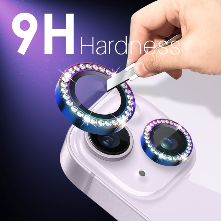 For iPhone 15 / 15 Plus / 14 / 14 Plus NORTHJO 3 Set 6Pcs Camera Lens Protector Diamond Metal Ring Film(Colorful) - iPhone 15 Tempered Glass by NORTHJO | Online Shopping UK | buy2fix