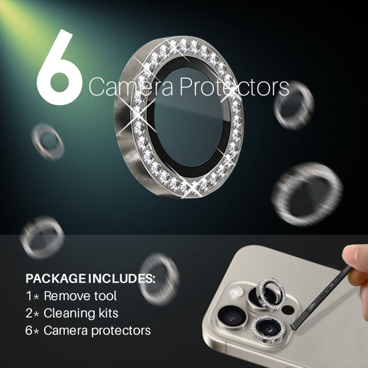 For iPhone 15 Pro / 15 Pro Max NORTHJO 2 Set 6Pcs Camera Lens Protector Diamond Metal Ring Film(Natural) by NORTHJO