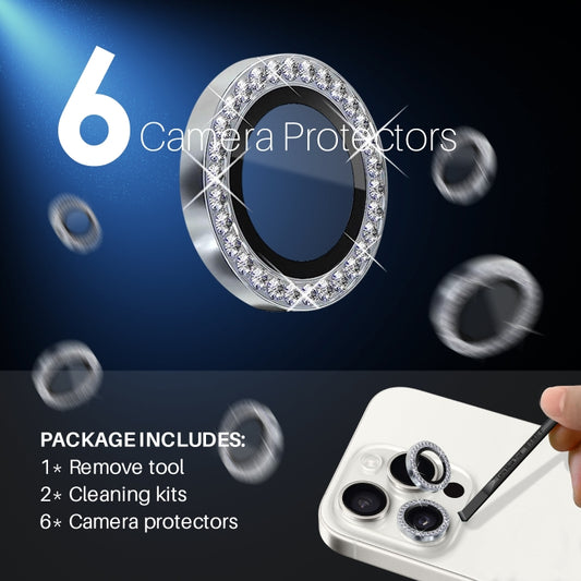 For iPhone 15 Pro / 15 Pro Max NORTHJO 2 Set 6Pcs Camera Lens Protector Diamond Metal Ring Film(Silver) by NORTHJO