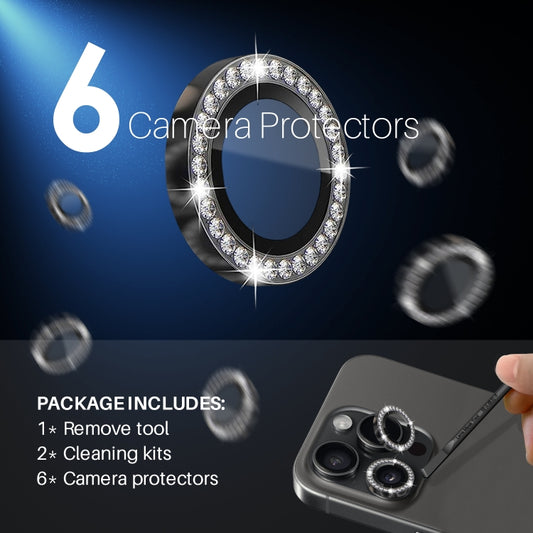 For iPhone 15 Pro / 15 Pro Max NORTHJO 2 Set 6Pcs Camera Lens Protector Diamond Metal Ring Film(Graphite) by NORTHJO