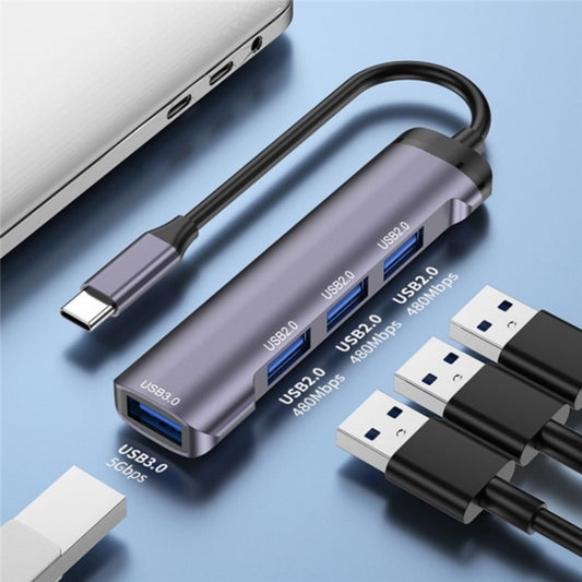 T-503 Portable 4-in-1 Type-C Docking Station USB-C to USB2.0 x 3 + USB3.0 HUB Adapter by buy2fix