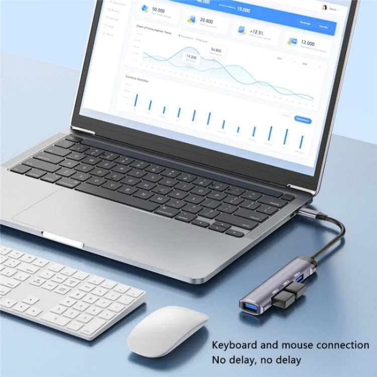 T-503 Portable 4-in-1 Type-C Docking Station USB-C to USB2.0 x 3 + USB3.0 HUB Adapter - USB HUB by buy2fix | Online Shopping UK | buy2fix