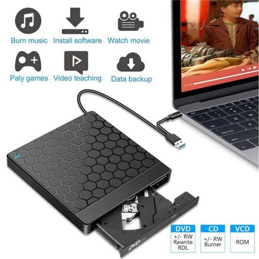 042 Football Pattern USB3.0 / Type-C Computer Laptop External Optical Drive Burner DVD Burner by buy2fix