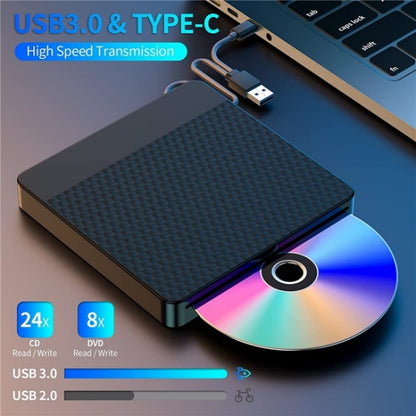 X001 USB 3.0+Type-C Disc Player External Optical Drive CD / DVD Burner Reader - Rewritable Drive by buy2fix | Online Shopping UK | buy2fix