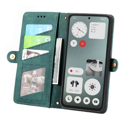 For Nothing CMF Phone 1 Geometric Zipper Wallet Side Buckle Leather Phone Case(Green) - Nothing Cases by buy2fix | Online Shopping UK | buy2fix