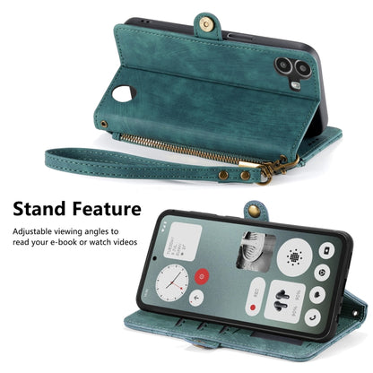 For Nothing CMF Phone 1 Geometric Zipper Wallet Side Buckle Leather Phone Case(Green) - Nothing Cases by buy2fix | Online Shopping UK | buy2fix