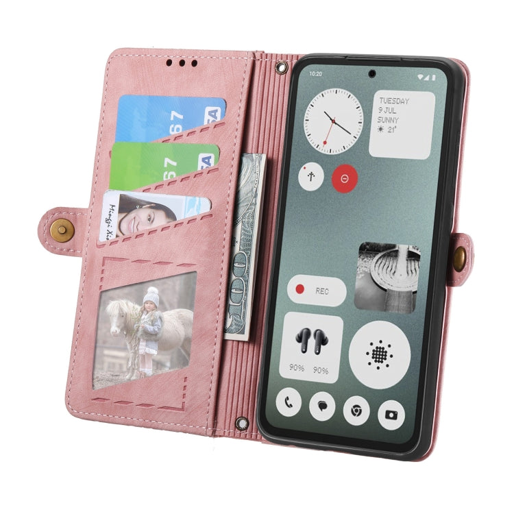 For Nothing CMF Phone 1 Geometric Zipper Wallet Side Buckle Leather Phone Case(Pink) - Nothing Cases by buy2fix | Online Shopping UK | buy2fix