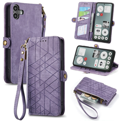 For Nothing CMF Phone 1 Geometric Zipper Wallet Side Buckle Leather Phone Case(Purple) - Nothing Cases by buy2fix | Online Shopping UK | buy2fix