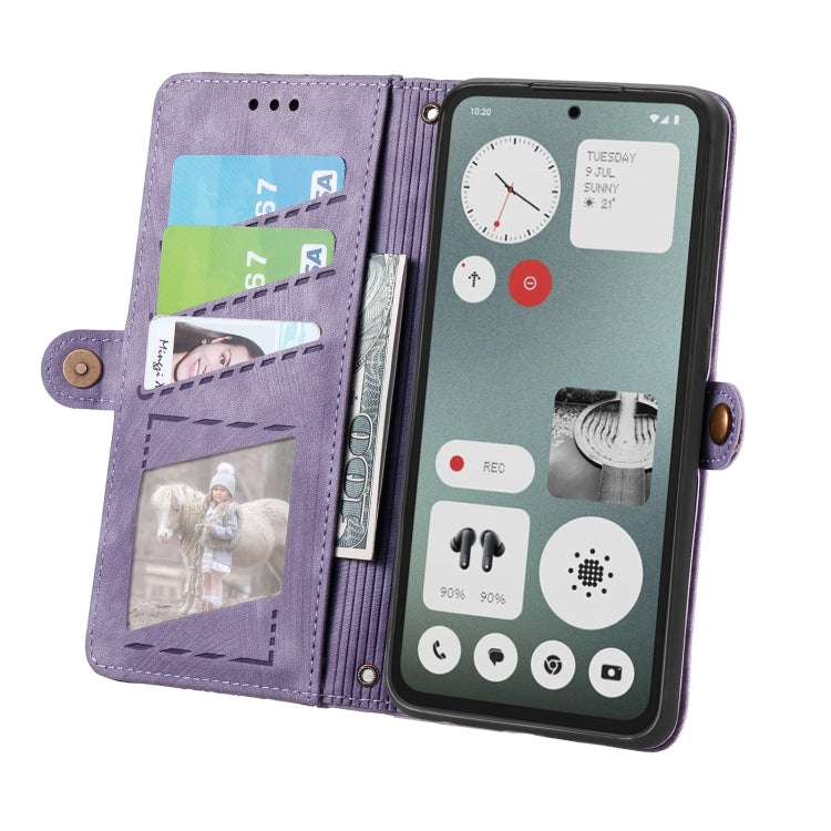 For Nothing CMF Phone 1 Geometric Zipper Wallet Side Buckle Leather Phone Case(Purple) - Nothing Cases by buy2fix | Online Shopping UK | buy2fix