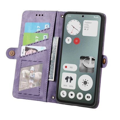 For Nothing CMF Phone 1 Geometric Zipper Wallet Side Buckle Leather Phone Case(Purple) - Nothing Cases by buy2fix | Online Shopping UK | buy2fix