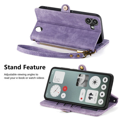 For Nothing CMF Phone 1 Geometric Zipper Wallet Side Buckle Leather Phone Case(Purple) - Nothing Cases by buy2fix | Online Shopping UK | buy2fix