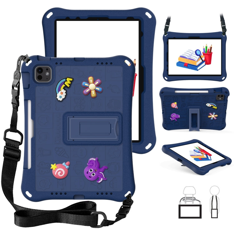 For iPad Air 11 2025 / 2024 Hi Baby EVA Full Body Tablet Case with Strap(Navy Blue) by buy2fix