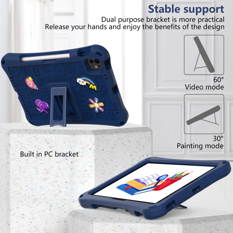 For iPad Air 11 2025 / 2024 Hi Baby EVA Full Body Tablet Case with Strap(Navy Blue) by buy2fix