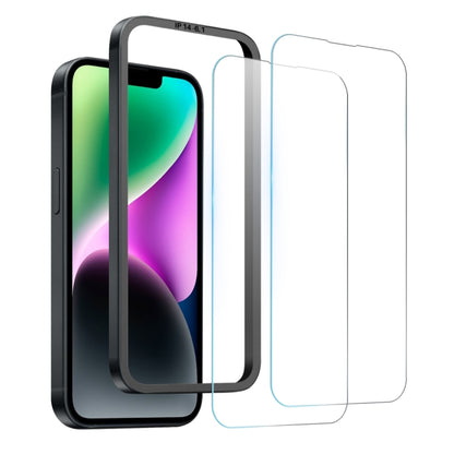 For iPhone 14 NORTHJO 2pcs A++ Screen Protector Tempered Glass Film with Installation Frame - iPhone 14 Tempered Glass by NORTHJO | Online Shopping UK | buy2fix