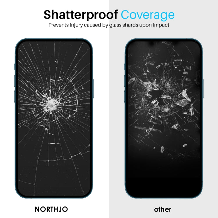 For iPhone 14 NORTHJO 2pcs A++ Screen Protector Tempered Glass Film with Installation Frame - iPhone 14 Tempered Glass by NORTHJO | Online Shopping UK | buy2fix