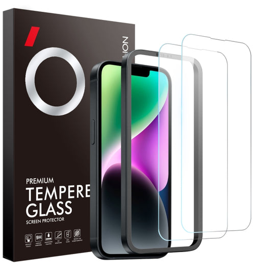 For iPhone 14 Plus NORTHJO 2pcs A++ Screen Protector Tempered Glass Film with Installation Frame - iPhone 14 Plus Tempered Glass by NORTHJO | Online Shopping UK | buy2fix